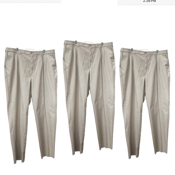 NEW Lot of 3 Aramark Pleated Work Uniform Pants Khaki Mens size 44 - Picture 1 of 6